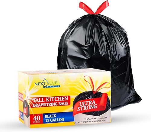 Miniatura 16 de Bolsas de basura resistentes de alta calidad, cordón fuerte, varios tamaños, ideales para césped, patio y uso doméstico, 13 galones, versátiles