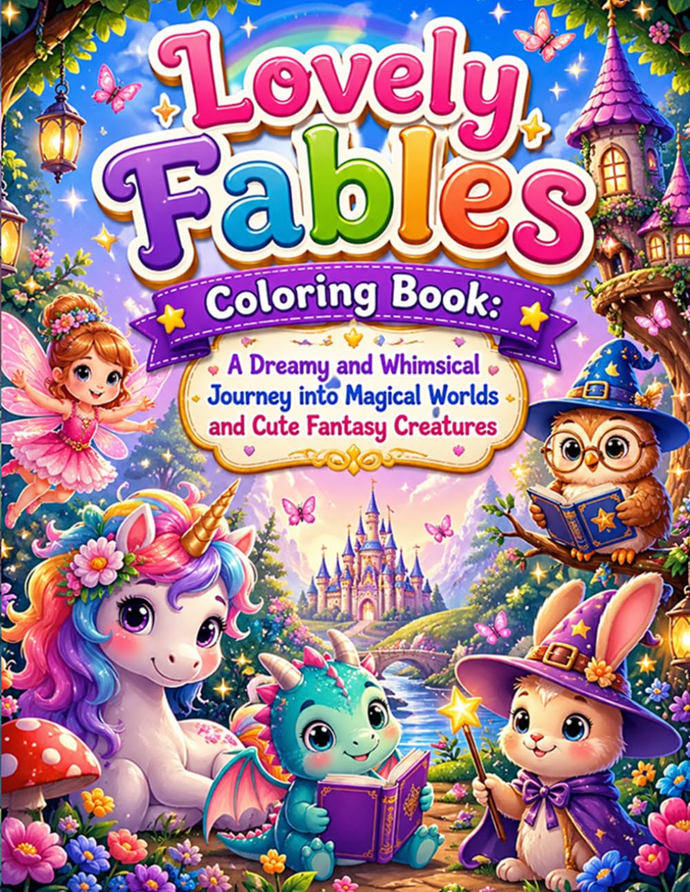 Lovely Fables Coloring Book: A Dreamy and Whimsical Journey into Magical Worlds and Cute Fantasy Creatures: Enchanting Coloring Pages Filled with ... Adventures for Relaxation and Creativity