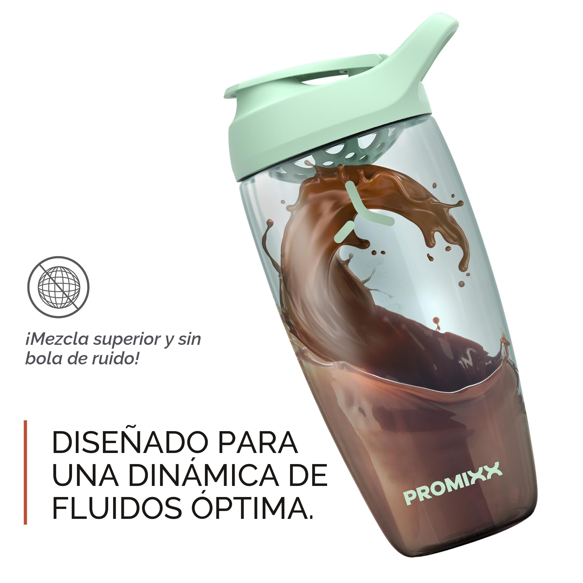 PROMIXX PURSUIT botella mezcladora de proteínas 2 unidades, botellas mezcladoras deportivas para mezclas de proteínas y batidos de suplementos – Azul Medianoche, Gris Grafito, 950ml