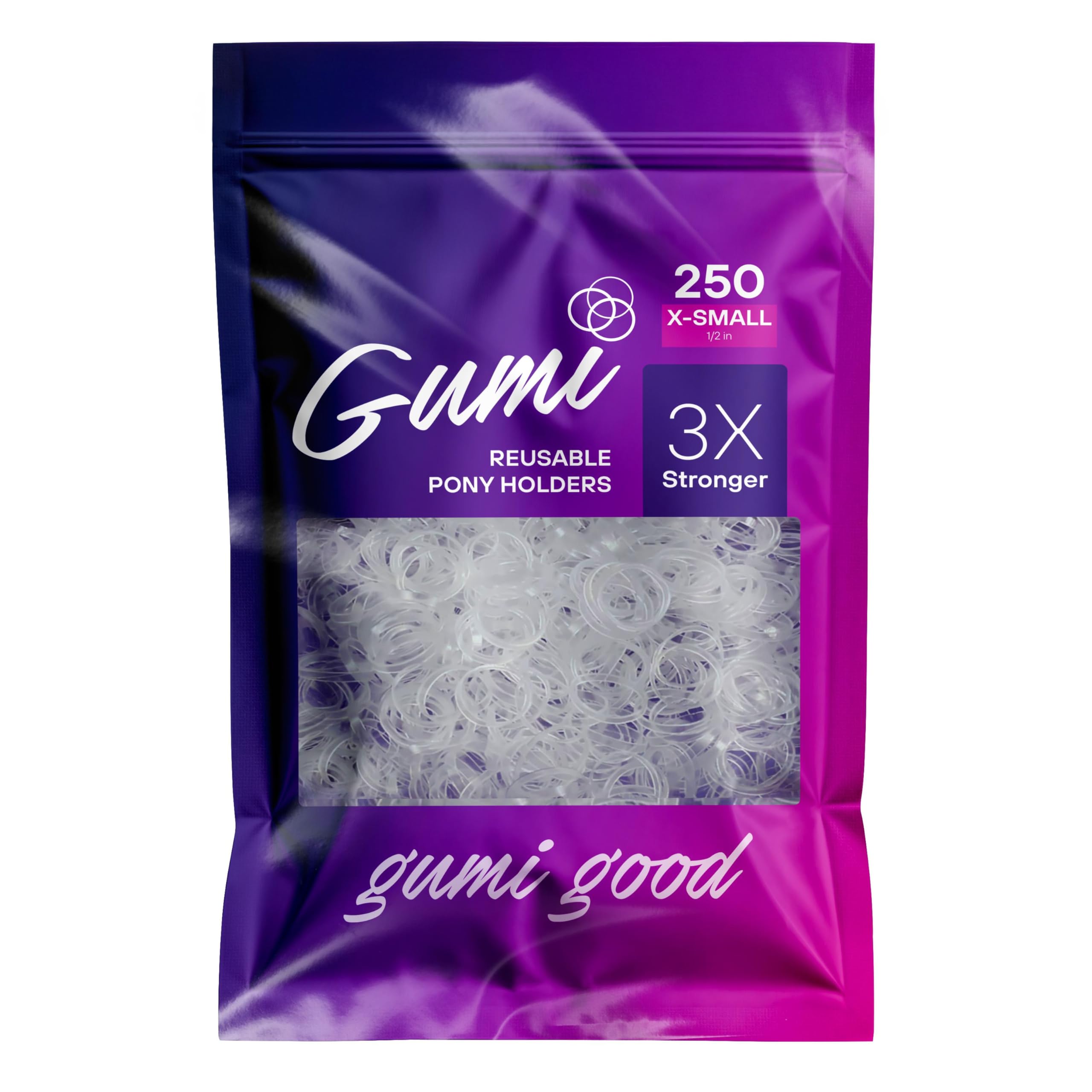Photo 1 of Gumi good Clear Elastics 1/2 inch Hair Band Extra Small for Thick or Thin Hair