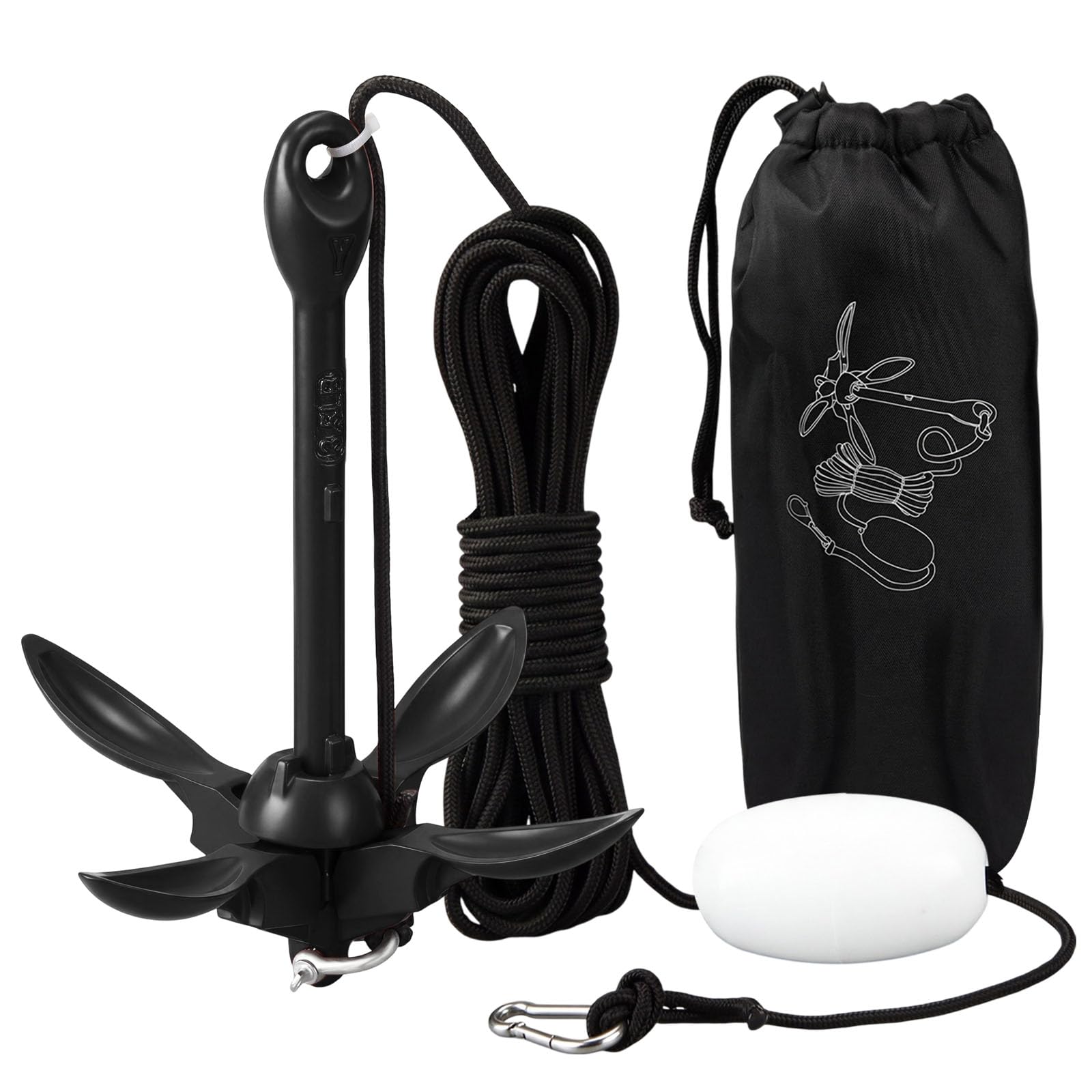 MorningRo 1 Packung Marine Kajak Anker Kit 1,5 kg Faltbarer Grapnel Anker Kit Boot Anker Kajak Angeln Zubehör für kleine Boote Kajaks Kanu Paddle Boards