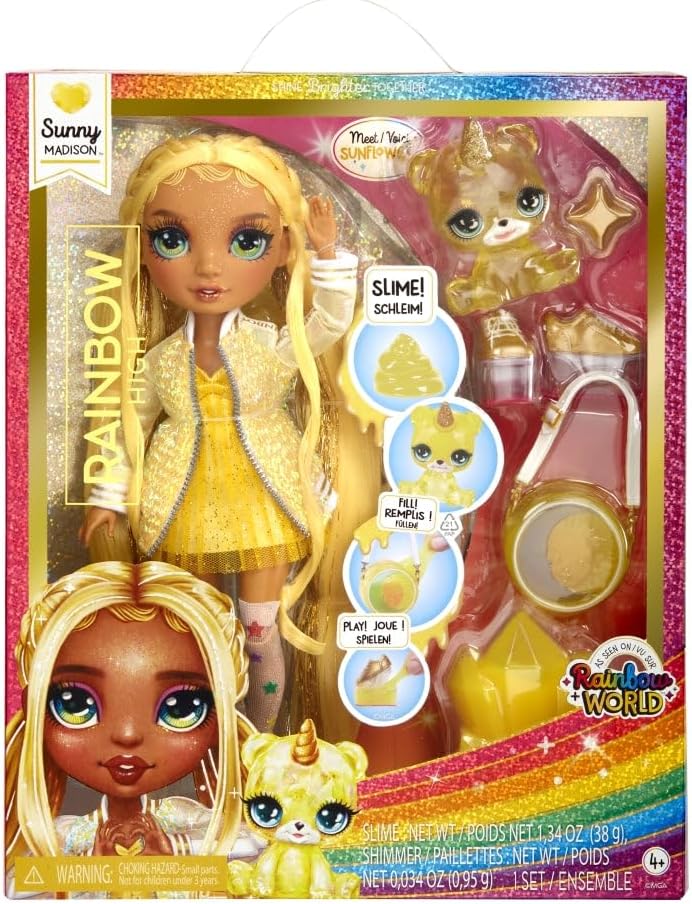Rainbow HIGH Fashion Doll with Slime & Pet - Sunny (Yellow) - 28cm Twinkle Doll with Shining Deer, Magic Pet and Fashion Accessories - Children's Toy - Ages 4-12 Years