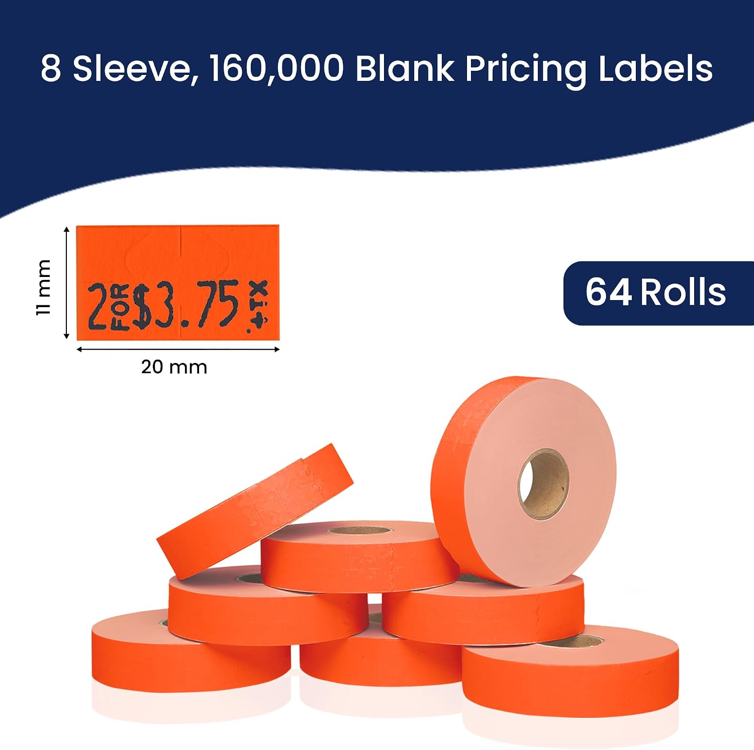 Pricing Labels for Monarch 1131 Fluorescent Red - 160,000 Labels w/ 64 Rolls Value Pack, 8 Sleeves - Made in USA