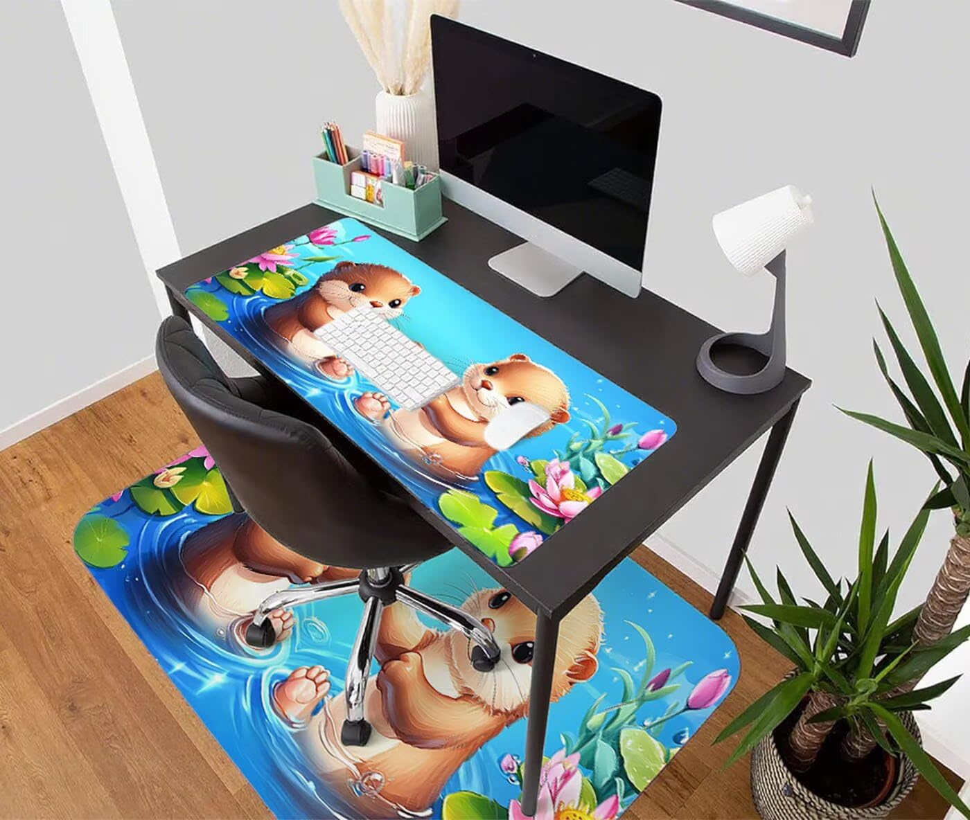 Podkładka pod mysz XXL 1200 x 600 mm duża śliczna podkładka pod mysz dla graczy pod ręką biurko szyte krawędzie wodoodporna antypoślizgowa do komputera, laptopa poprawia precyzję i szybkość, zwierzę S