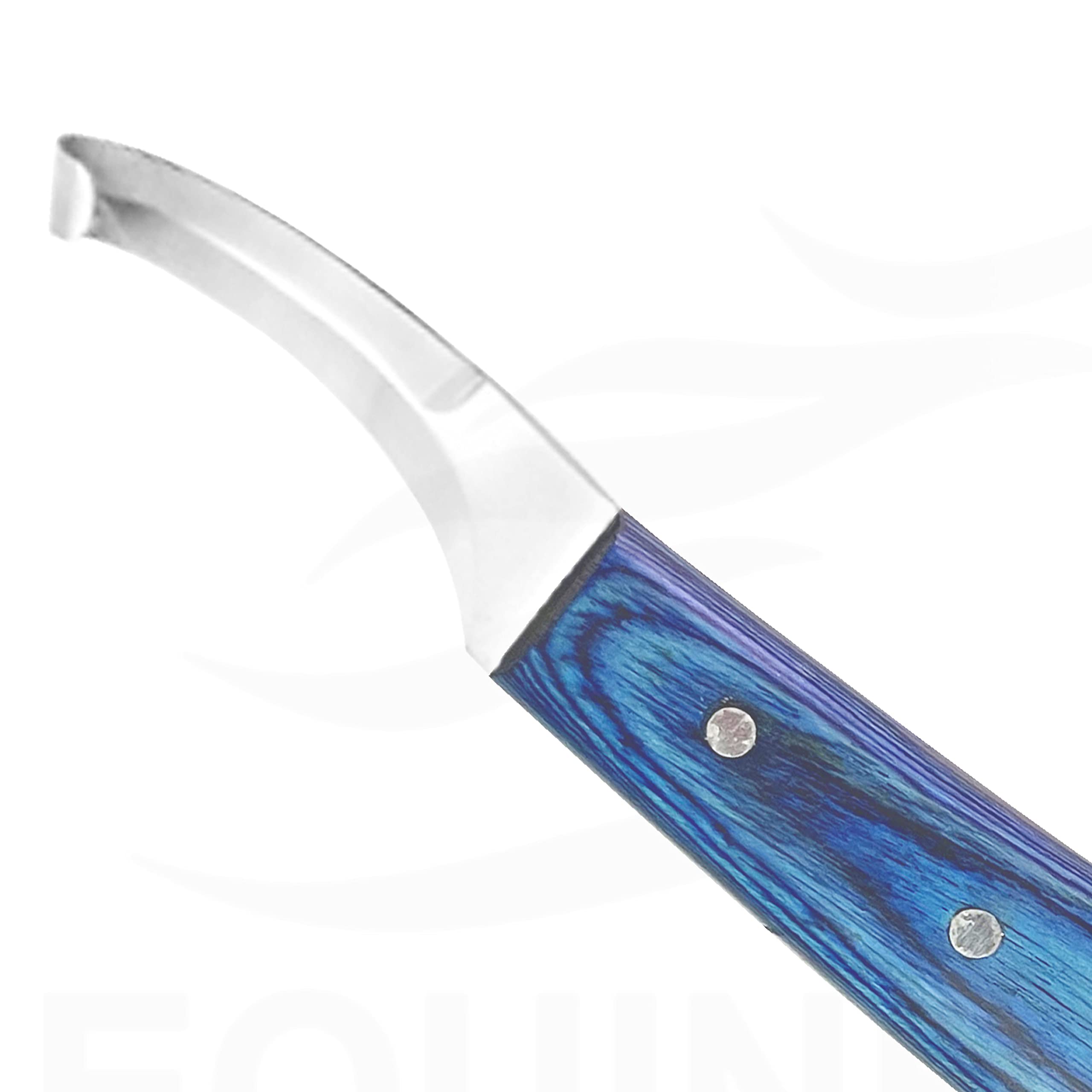 Equine Care Right-Handed Hoof Knife – Double-Ended Farrier Hoof Trimmer with Ultra-Sharp J2 Stainless Steel Blade, Ergonomic Handle – Professional Farrier Tool for Horses, Cows & Farm Livestock