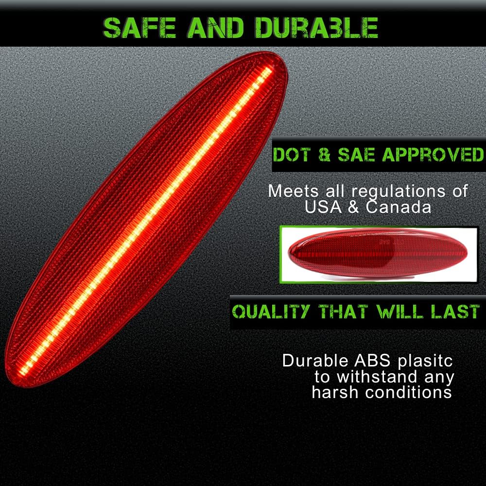 SLK-Lights C5 Red LED Rear Side Marker Fender Lights Better than OEM Replacement for 1997-2004 Coupe Z06 Convertible Corvette accessories… (Red Lens)
