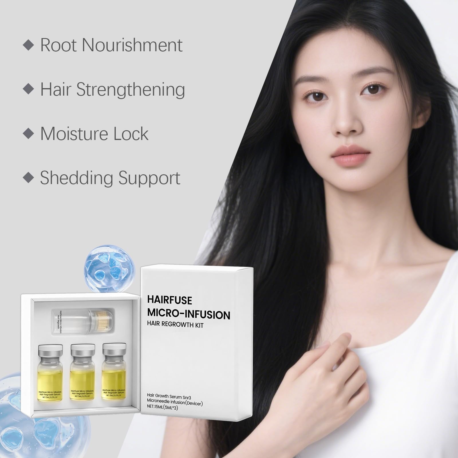 Sistema de Crecimiento del Cabello, Micro-Infusion Hair Regrowth Kit, Tecnología de Microinfusión Indolora