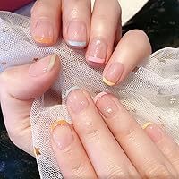 Vista 16 de Uñas postizas cuadradas - Uñas acrílicas cortas y bonitas en blanco con diseños de flores moradas - Uñas adhesivas reutilizables para mujeres y niñas