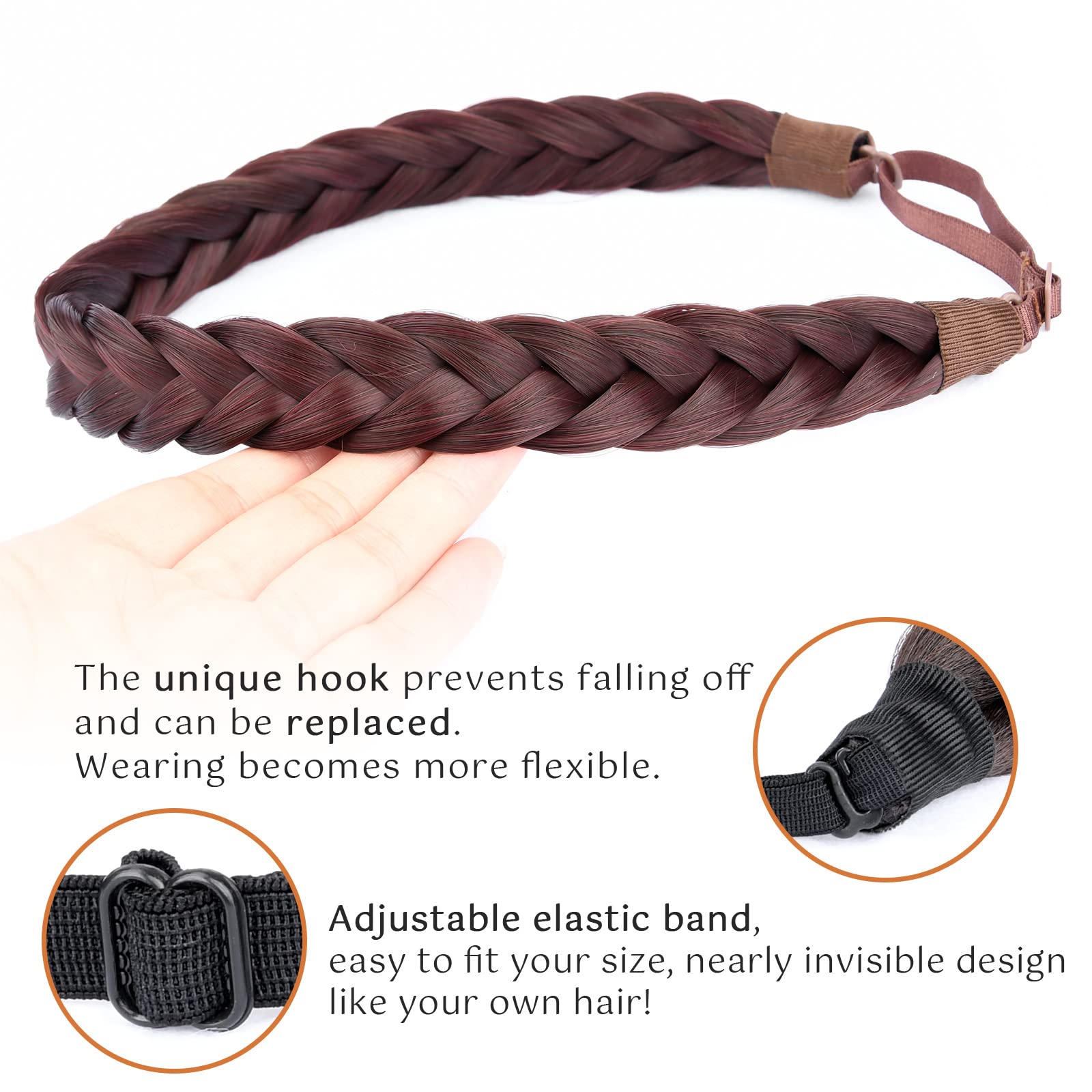 Gledola 2 Strands Fishtail Plaited Braids Headband Braided Synthetic Hair Elastic Stretch, Hair Accessory for Bride Women - Image 4