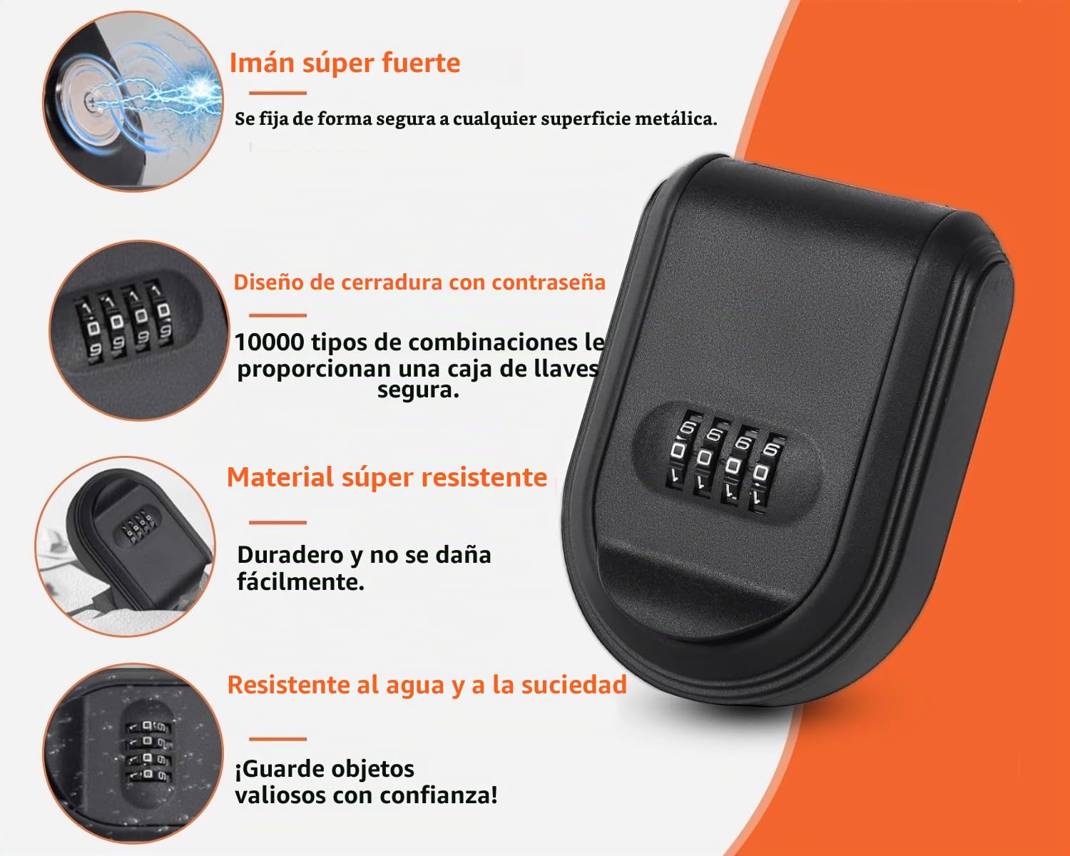 Caja de Seguridad para Llaves de Coche Magnéticas con Combinación de 4 Dígitos, Caja Fuerte para Llaves Resistente a la Intemperie y al óxido, Armarios de Llaves Montada en la Pared