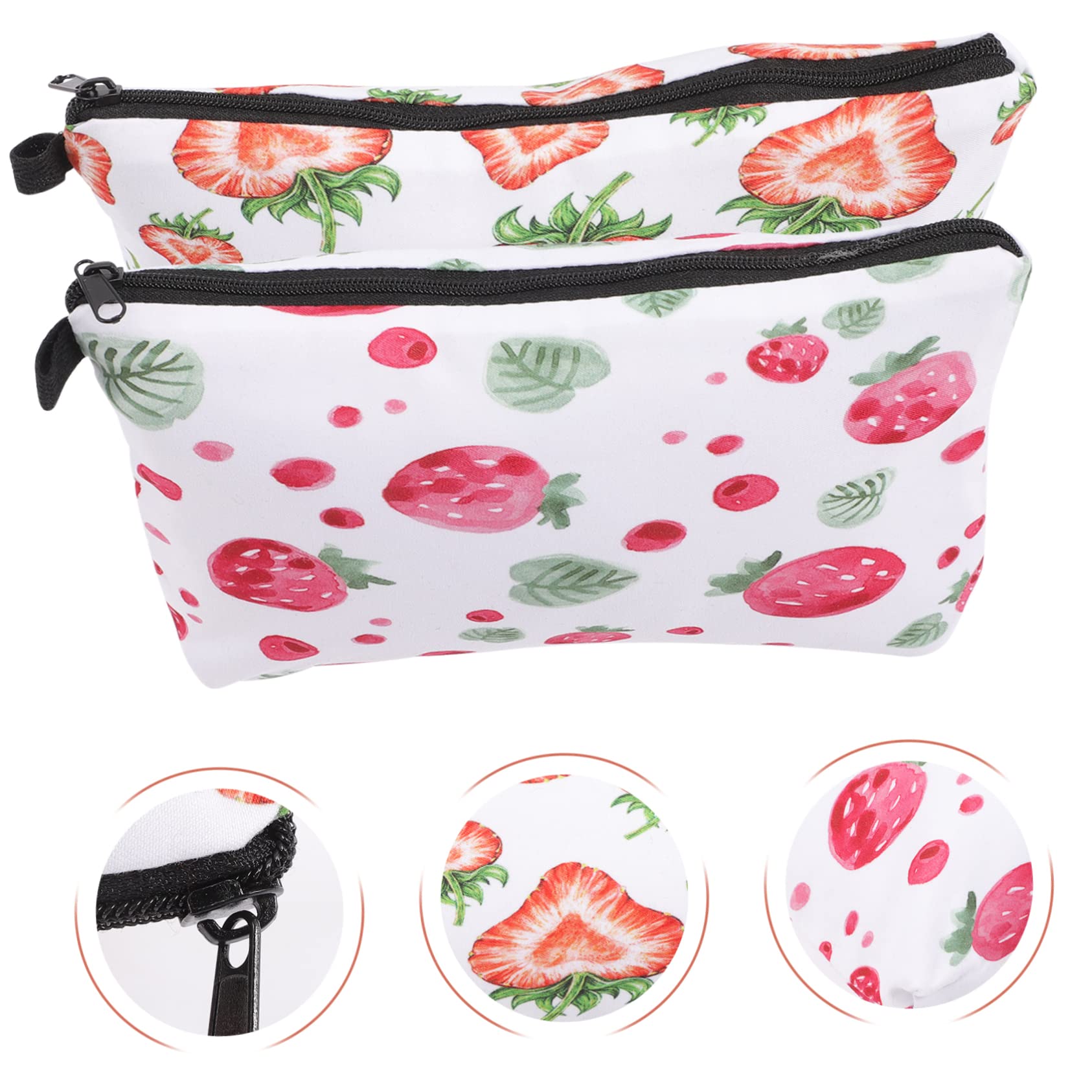 Beaupretty Lot De 5 Trousses De Maquillage pour Filles avec Rouleau De Pinceaux Motif Fraise Tendance Fermeture Éclair Trousse De Toilette 2 Pièces X 5