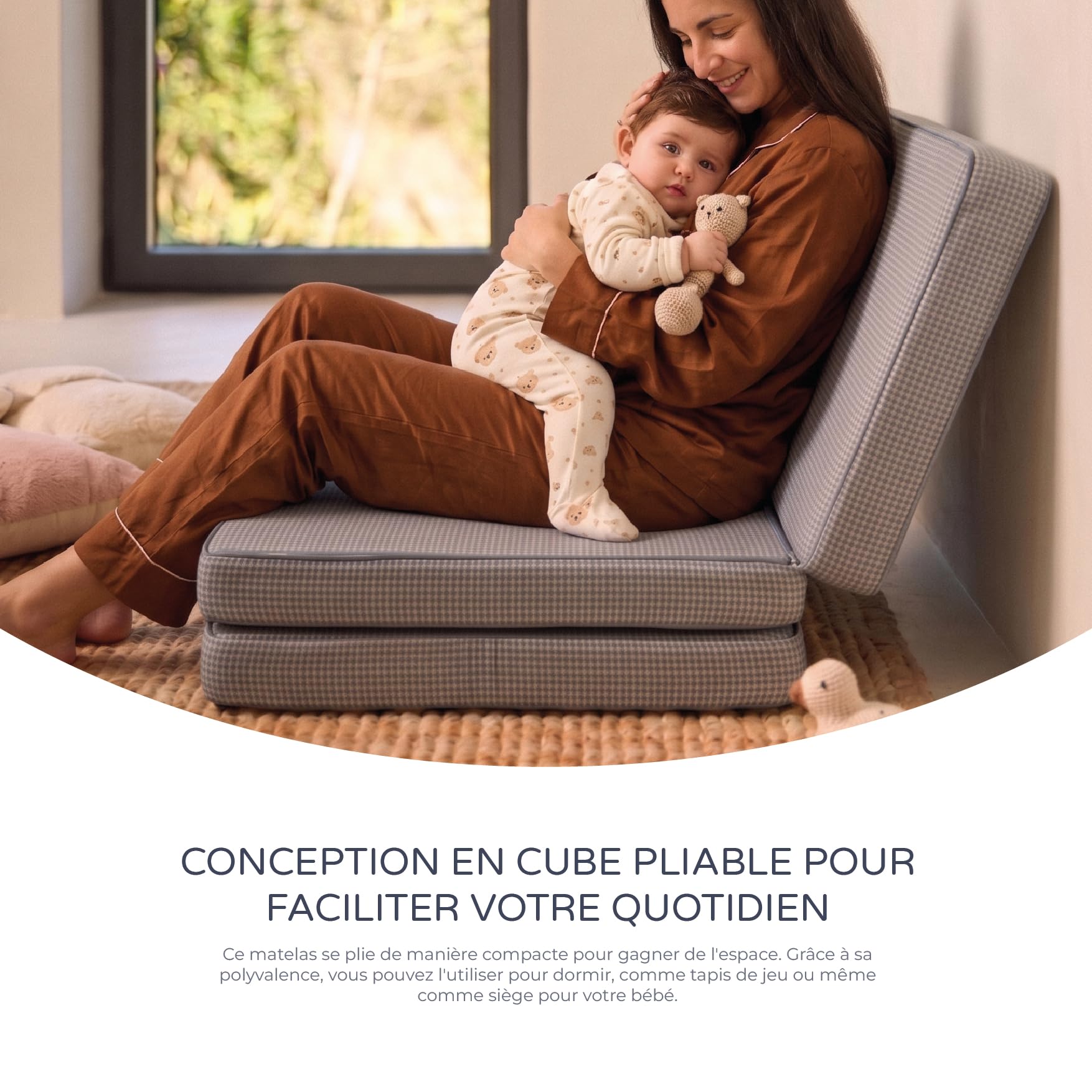 ms BabyWorld Matelas pour Lit Bébé 120x60x6 cm | Rembourré, Respirant, Antiallergique et Ergonomique | Couleur Gris | Idéal pour Bébés et Nouveau-nés
