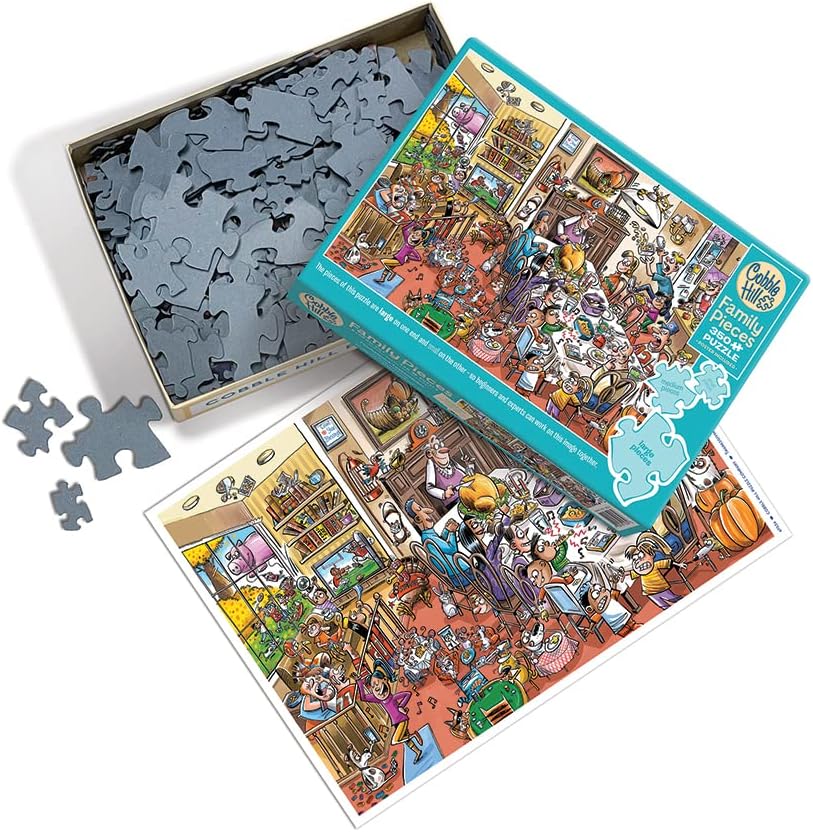 Cobble Hill Family Piece's 350 Puzzle - Thanksgiving Togetherness - Sample Poster Included