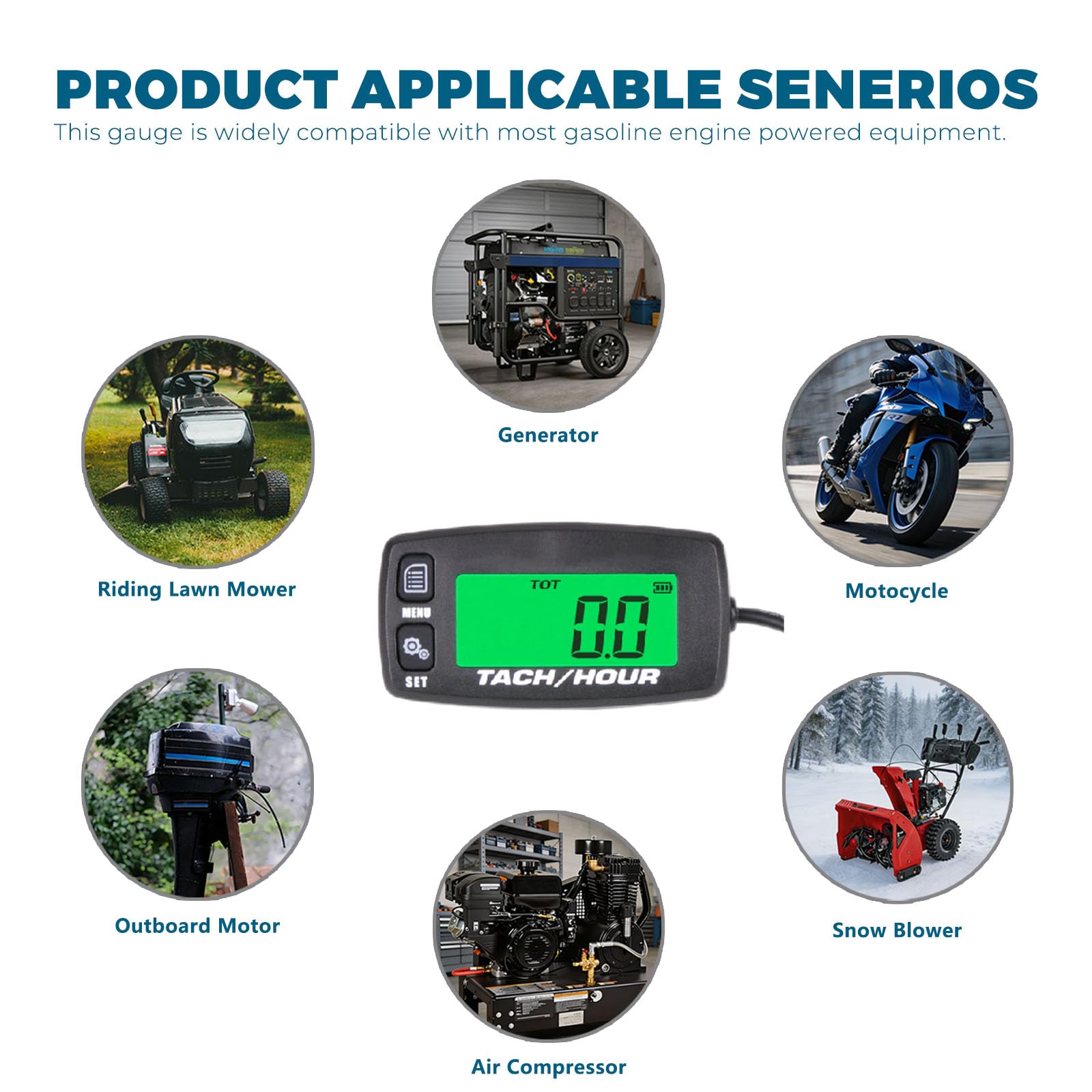 Compteur Horaire/Tachymètre d'Entretien Numérique Runleader, Remplacement de Batterie pour Petit Moteur à Essence, Utilisé sur Tracteur de Pelouse à Conduite, Générateur, Compresseur
