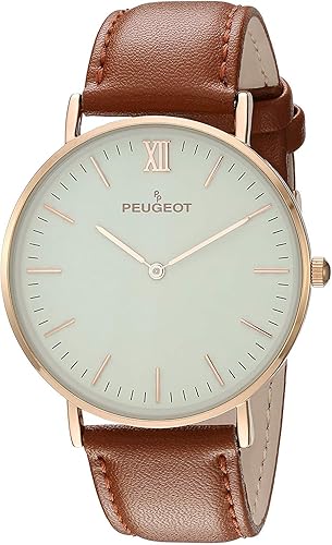 Peugeot reloj ultra delgado para hombre chapado en oro de 14 quilates ronda minimalista reloj de pulsera para hombre con esfera fácil de leer y