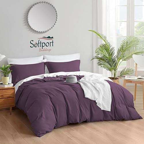 Miniatura 2 de Funda de edredón con 2 fundas de almohada, tamaño Super King Plus de 120 x 120 pulgadas, algodón egipcio de 1000 hilos, funda de edredón con cierre