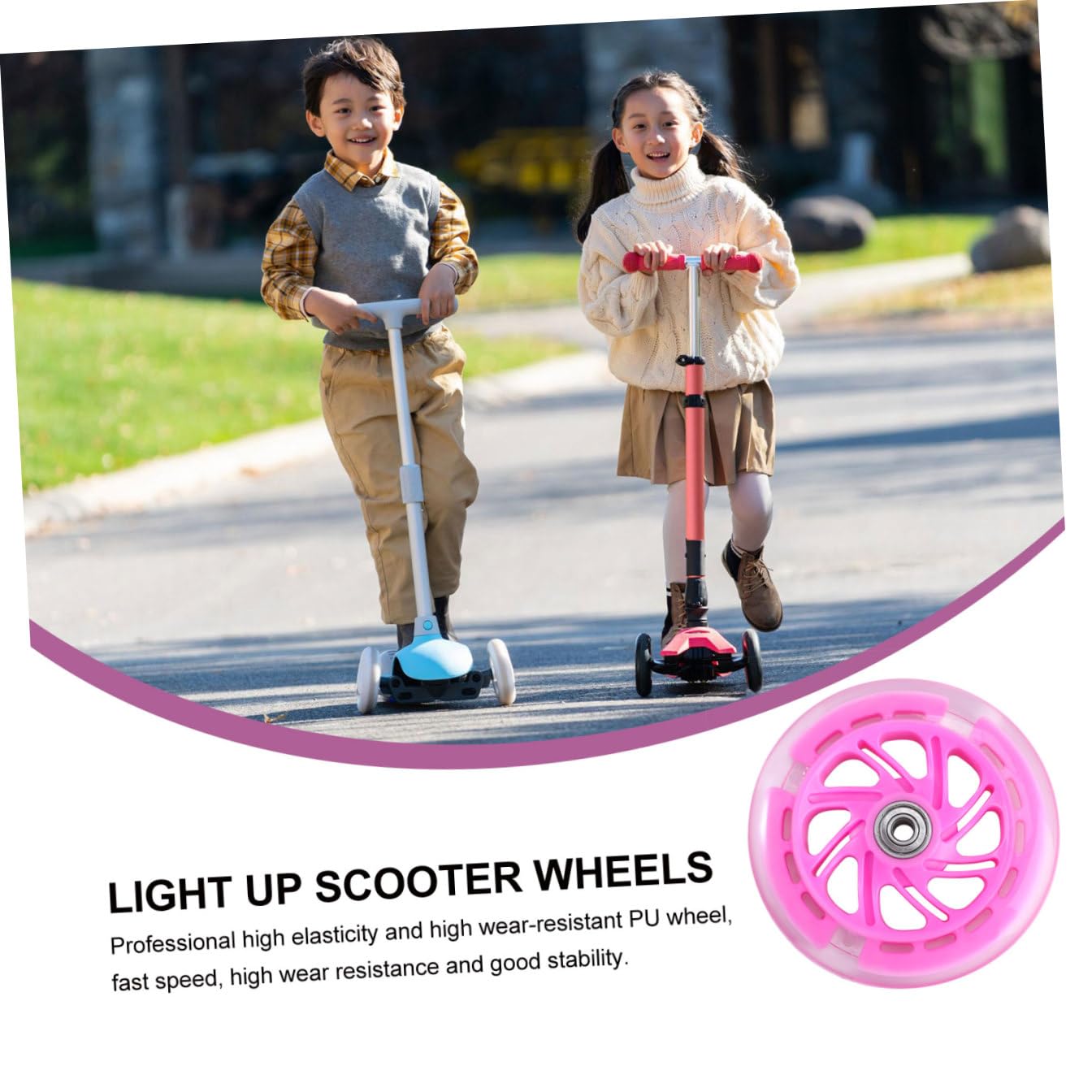 Happyyami Ruedas de Repuesto para Scooter de Pu Alta Elasticidad y Fuerte Agarre, 2 Piezas Ideales para Uso en Exteriores y Caminos