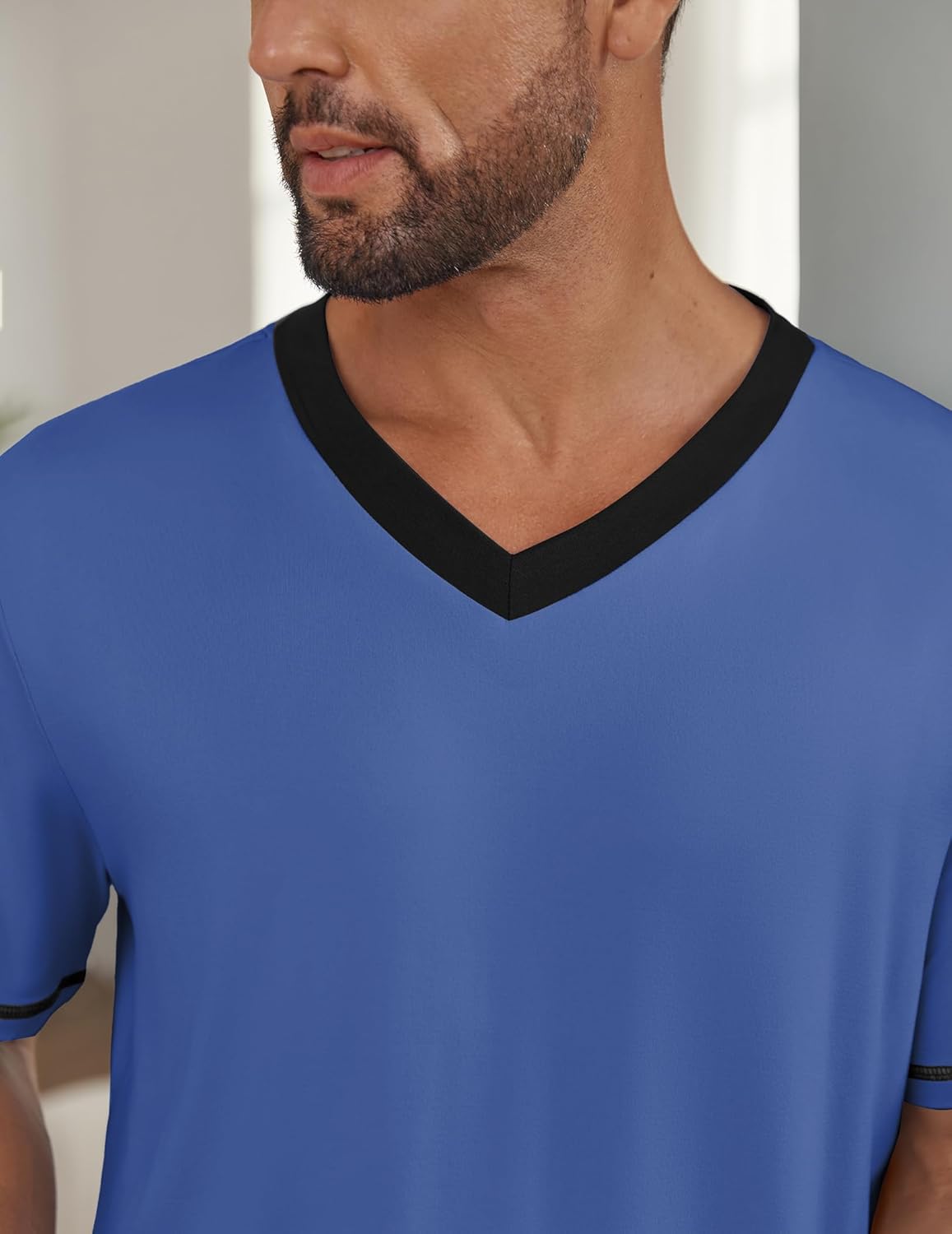 Ekouaer Men's Pajama Sets Shorts Short Sleeve Pj Sets Loungewear Lightweight Lounge Sets with Pockets - Image 4