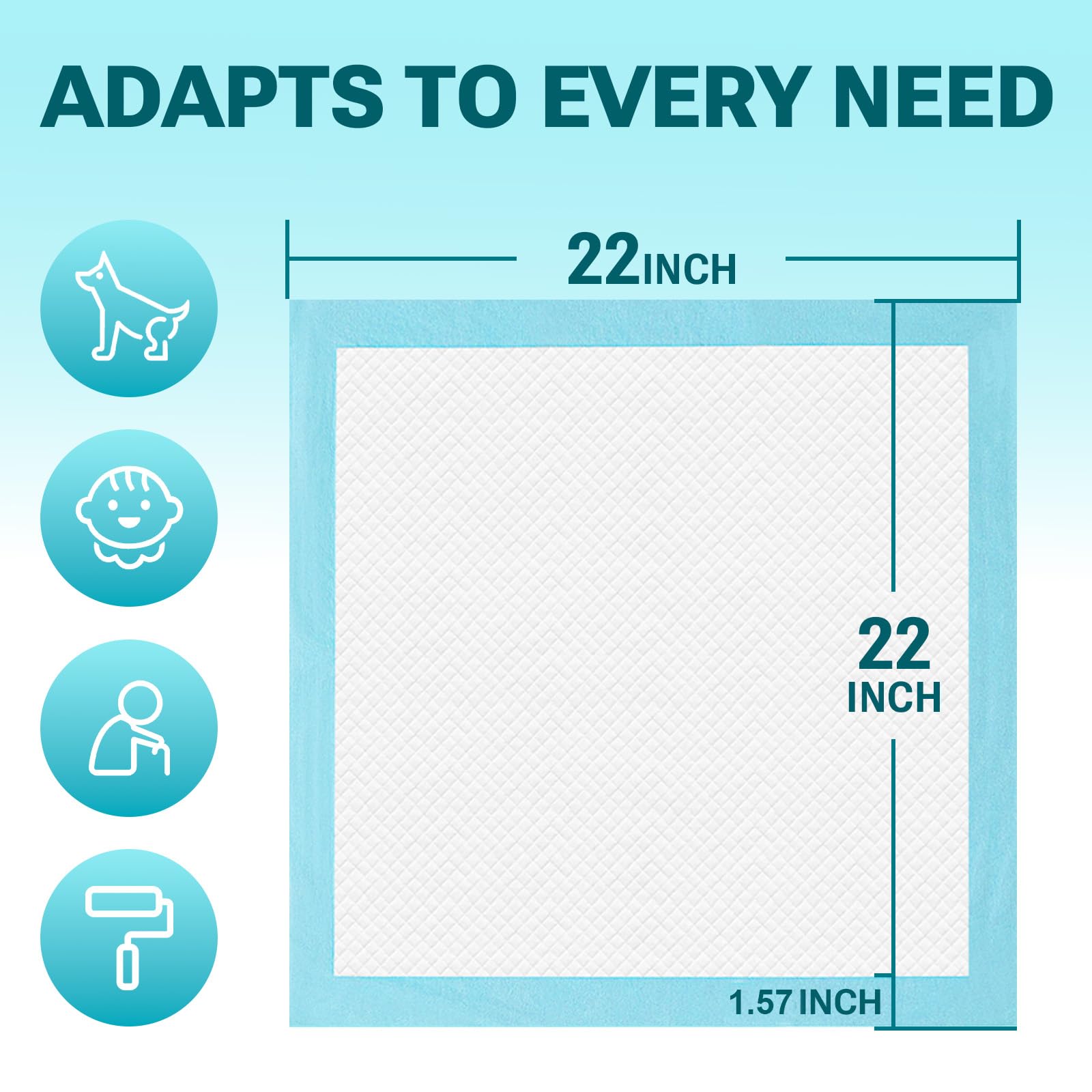 Clean Spaces Almohadillas superabsorbentes para cachorros de 22 x 22 pulgadas, 100 unidades, almohadillas de entrenamiento para perros de secado rápido, almohadillas desechables para bebés y adultos