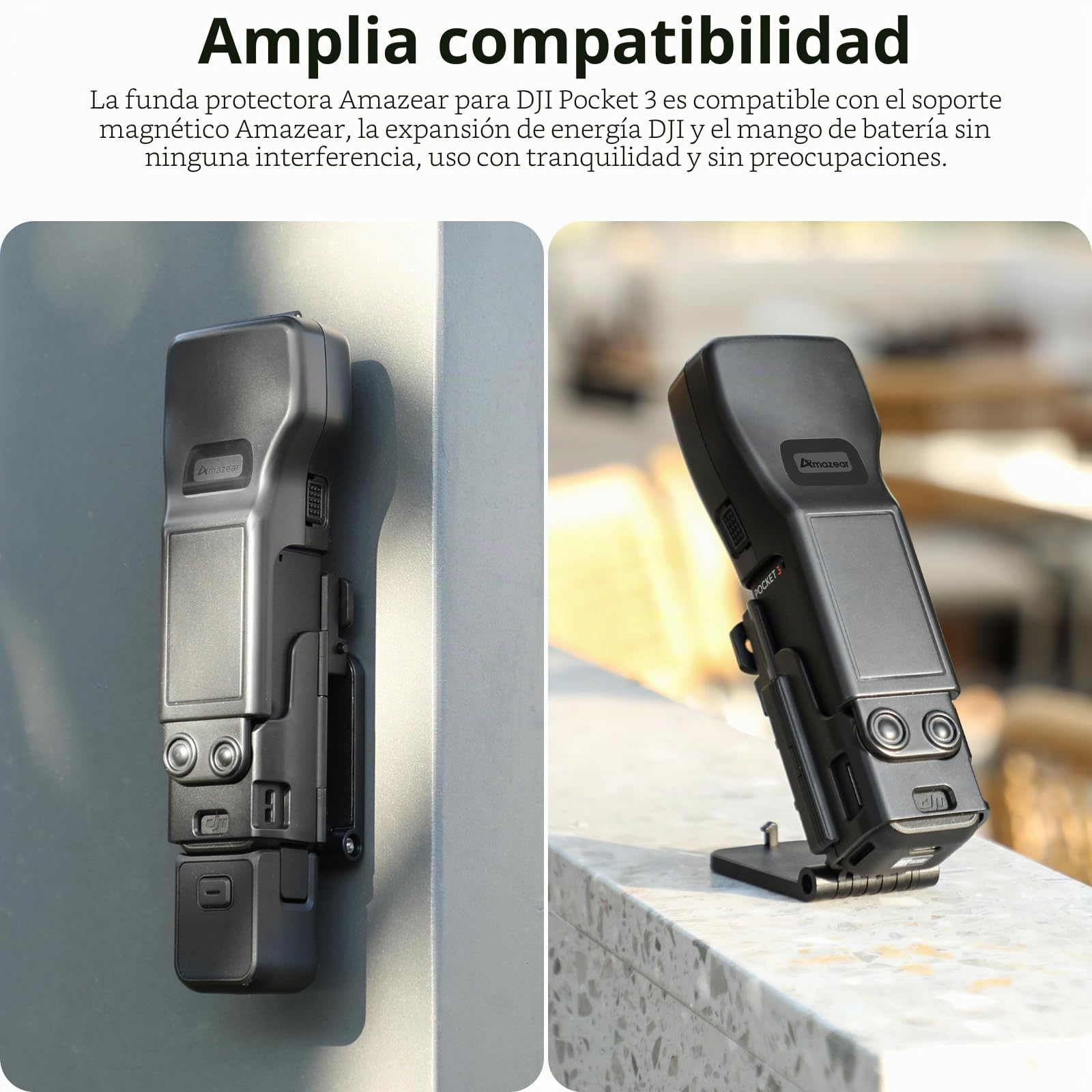 AMAZEAR Soporte de montaje magnético y cubierta protectora de lente de cardán para DJI Osmo Pocket 3, accesorios mejorados Pocket3, soporte magnético superfuerte con ventosa