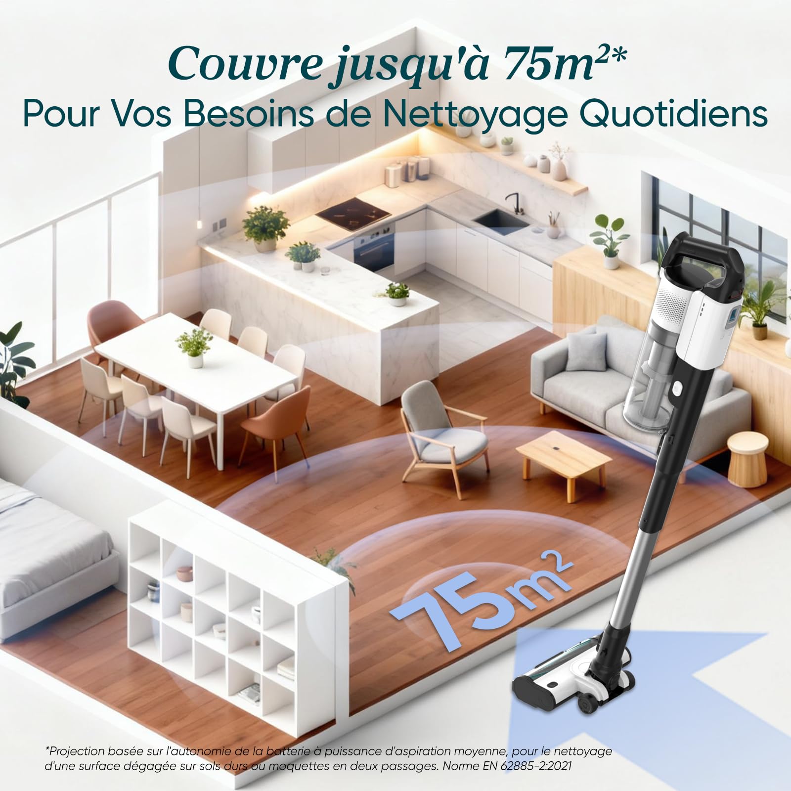 Levoit Aspirateur Balai sans Fil Anti-Enchevêtrement, 2.8kg Léger, 5 Couches Filtre à 99,9%, jusqu'à 50 Mins, Lumière LED, Accessoires 4 en 1 pour Poils d'animaux, Sols Durs, Voitures, Vacuum Cleaner