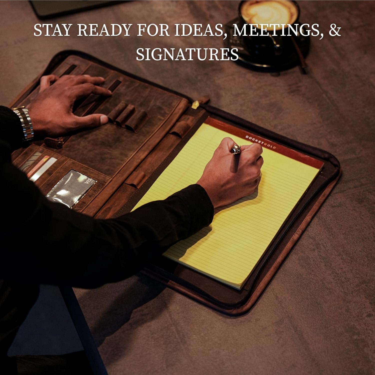 Leather Padfolio with Zipper – Business Portfolio for Men and Women, Legal Pad Portfolio, Leather Folder, Professional Padfolio for Meetings and Interviews - Image 6