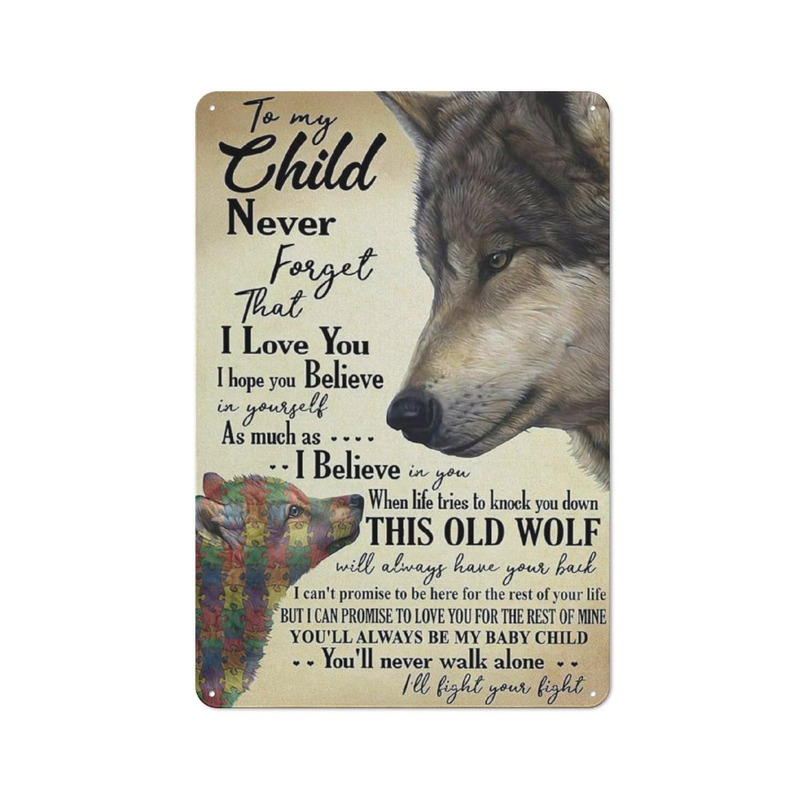 Acdoet Tin-02 Rustic Metal Tin Sign Motivational Print For Office Wall Decor, Tale Of Two Wolves Quotes Poster Pictures, Motivational Sayings Artwork For Home, Workroom Wall Decor 8X12 Inch