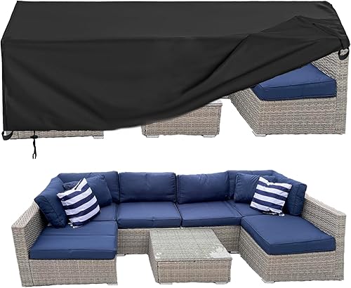 Oslimea Fundas impermeables para muebles de patio, juego de sofá modular para exteriores, funda de sofá para silla de mesa de mimbre de ratán, 138