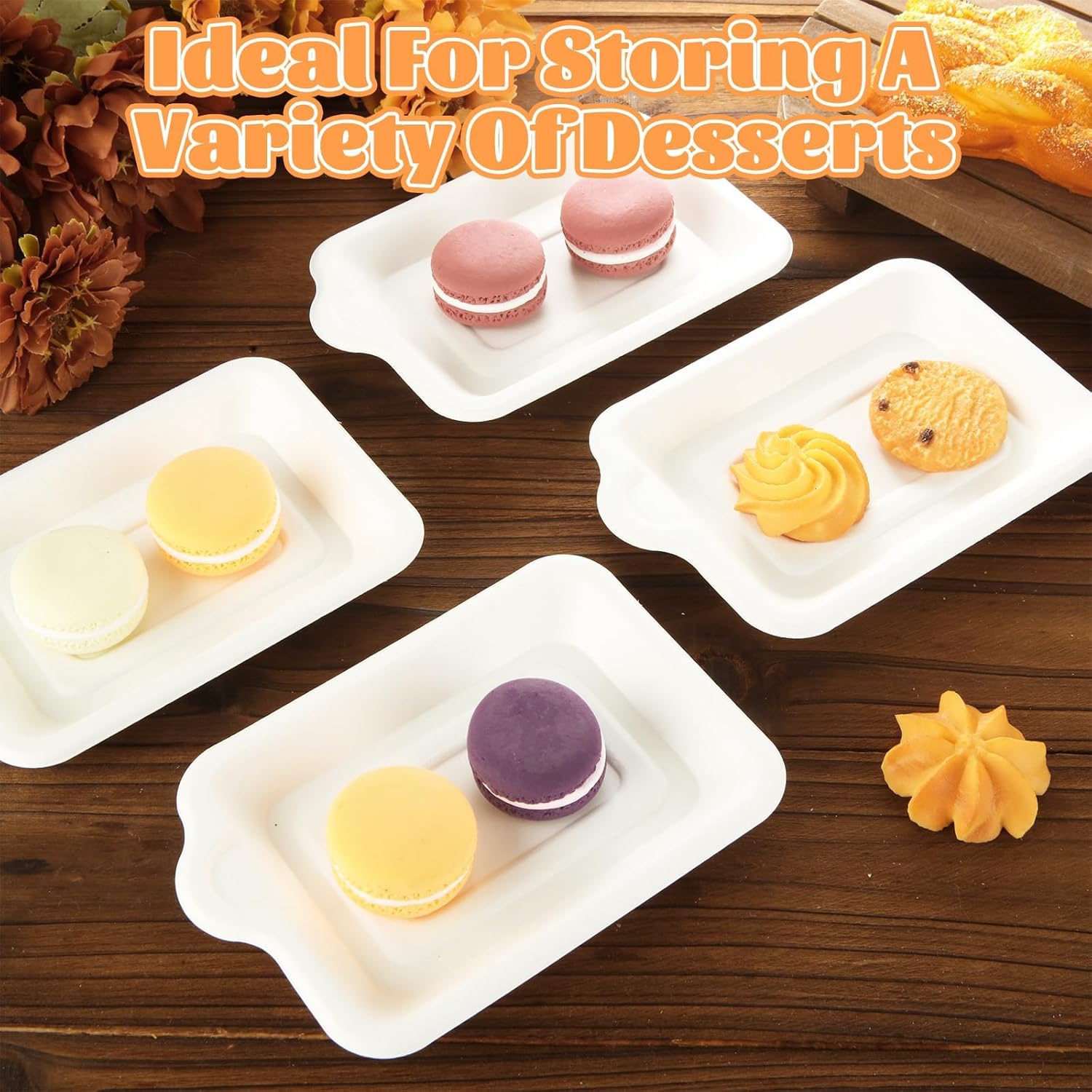 300 PCS Small Paper Plates 4 x 6 Inch Paper Plates Bulk White Square Dessert Cake Plate Disposable Sugarcane Bagasse Fiber Cake Plate for Sandwich Salad Cake Dessert Home Dinner Party