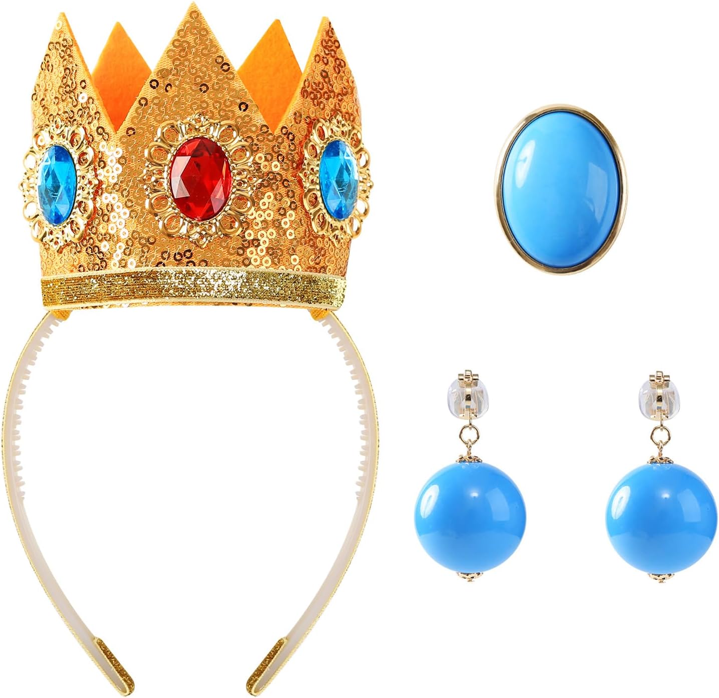 Necklace Mario Peach Brooch Mario Costume Rhinestone Crown Gold