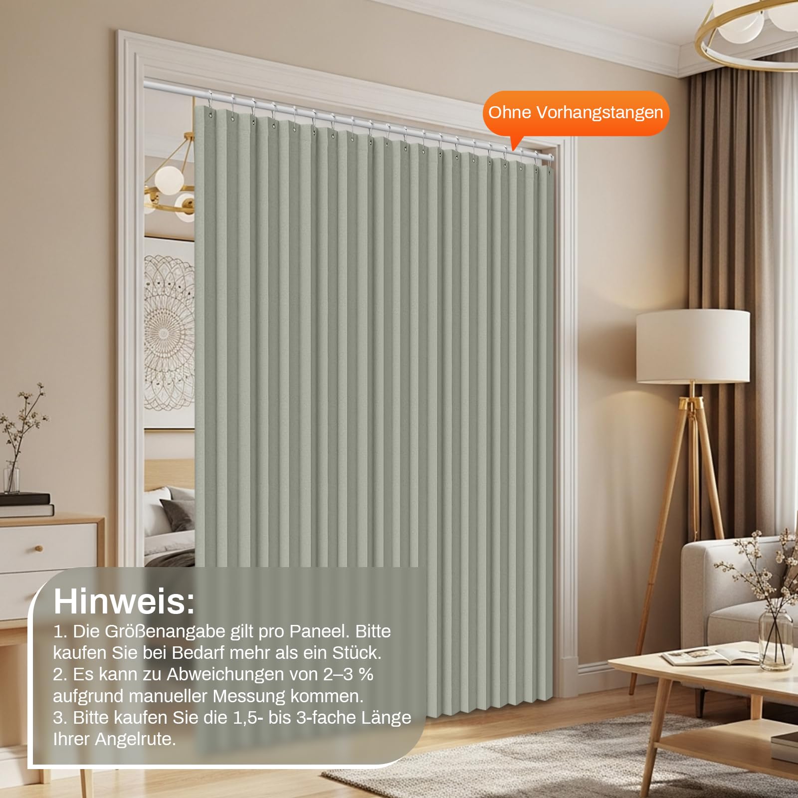 Rideau de séparation extra large H 213 x 254 cm - Imperméable - Avec crochets - Pliable - Pour salle de bain, chambre à coucher, salon, bureau, brise-vue - Gris clair