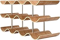 TRUDING 3-Tier Wavy Wooden Countertop Wine Rack for 12 Bottles - Freestanding Holder for Kitchen Bar Pantry