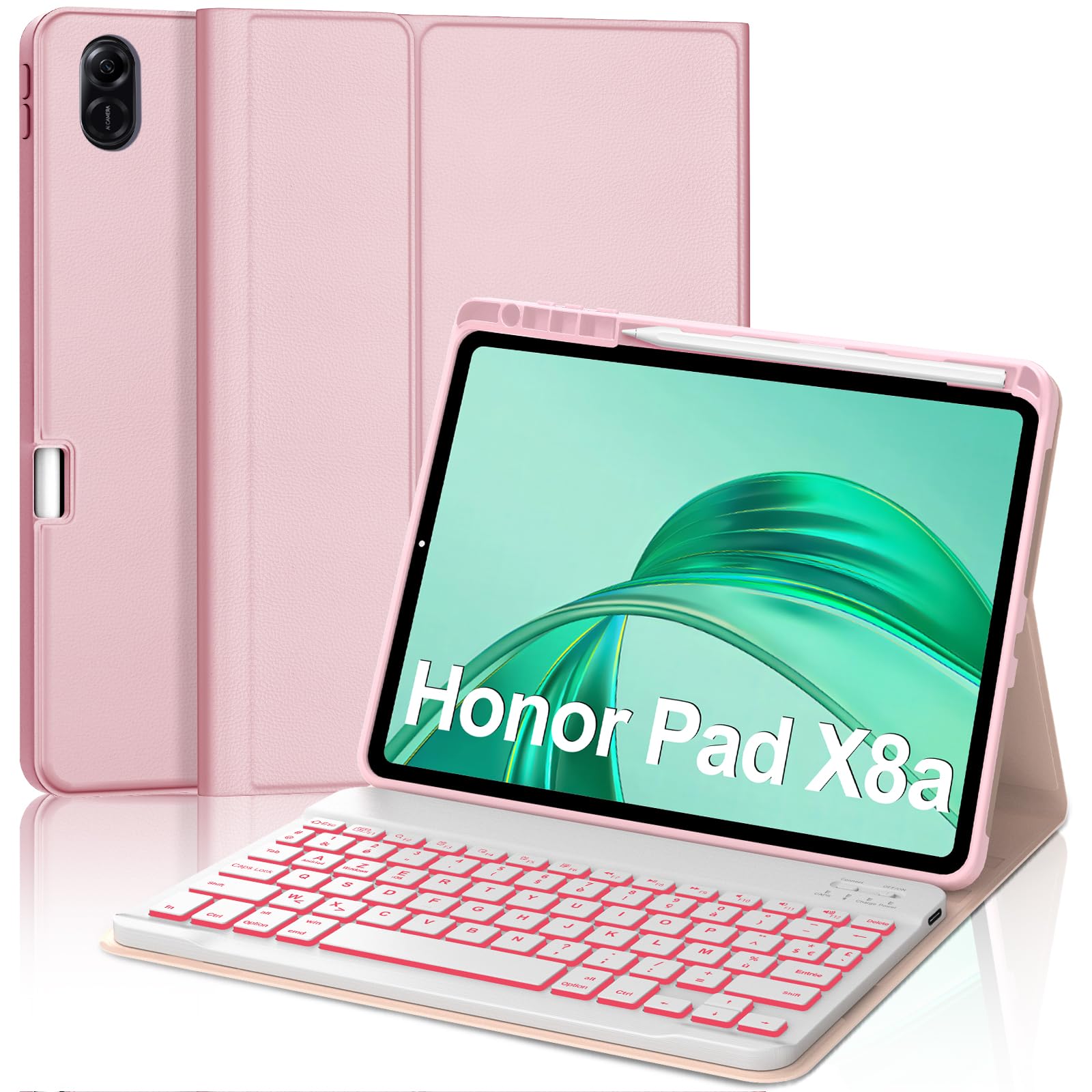 Housse Clavier Honor Pad X8a 11 Pouces Rose Idéal Télétravail et Prise de Notes Café