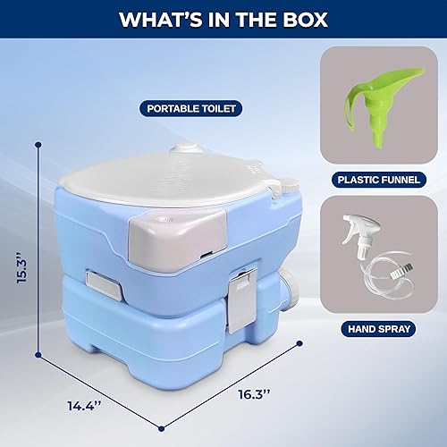 Miniatura 29 de SereneLife Inodoro portátil con bolsa de transporte, inodoro para interiores y exteriores con bomba de pistón CHH e indicador de nivel, tanque