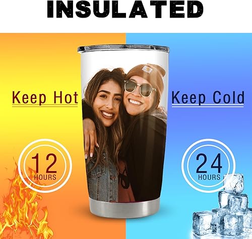 Miniatura 6 de YESCUSTOM Taza de café personalizada con imágenes para hombres y mujeres, 3020 onzas, vaso personalizado de 1 a 9 fotos, taza de acero inoxidable,