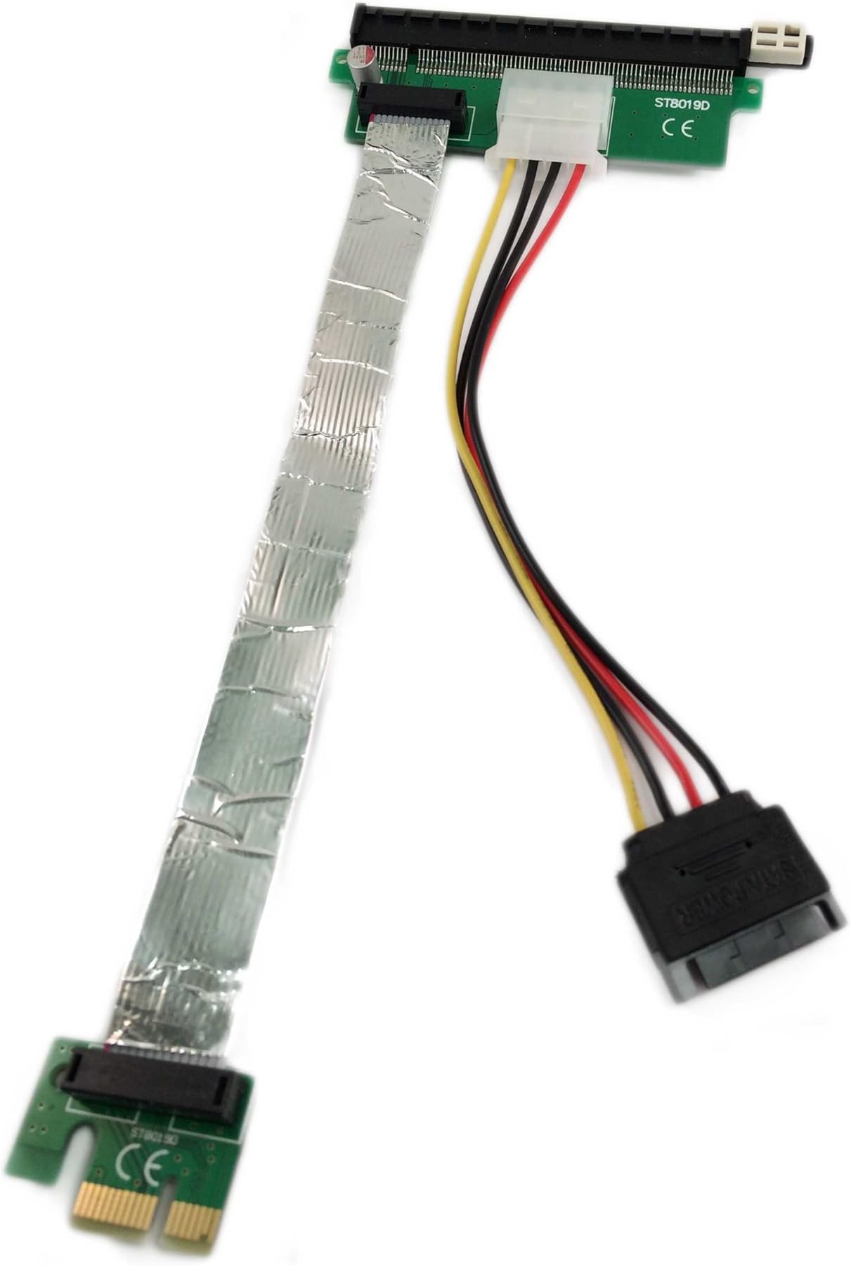 PCIe x1 to x16 Powered Riser for Litecoin/Bitcoin Mining (30cm with Molex and SATA power)
