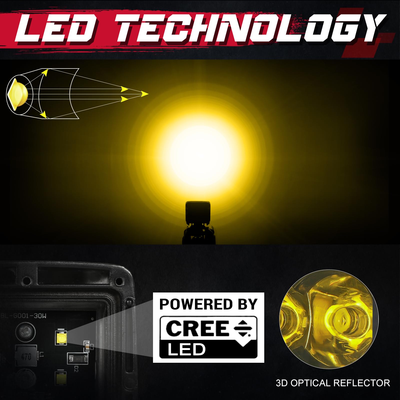 elf bar vape uk LED Pods, OFFROADTOWN 2PCS 3'' 80W LED Cube Lights Spot LED Light Bar  Driving Pods main image 0