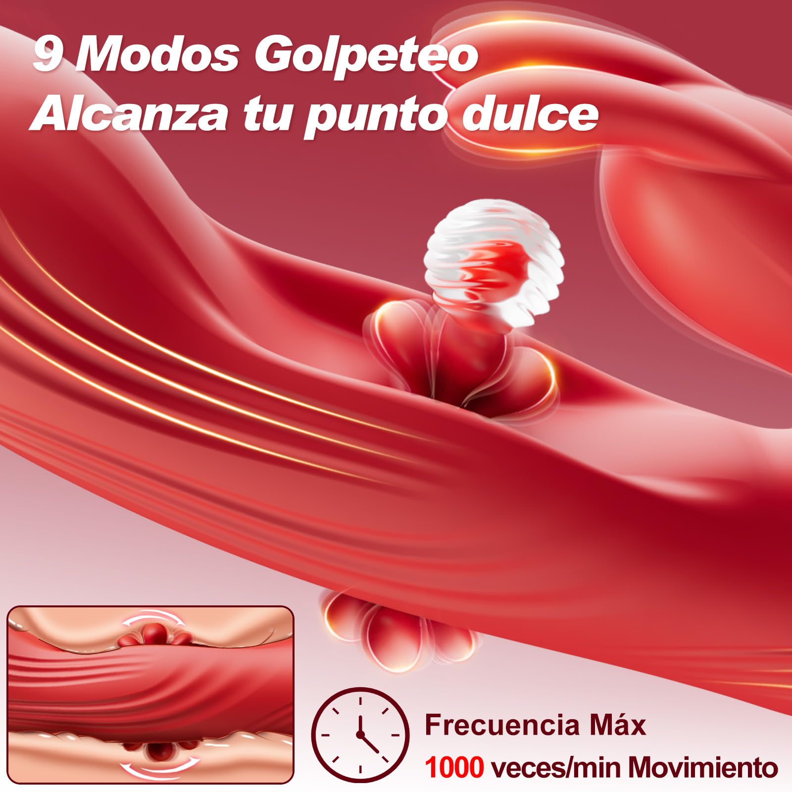 Vibrador: cuenta con 9 modos de vibración y función de vibración pulsante; consolador