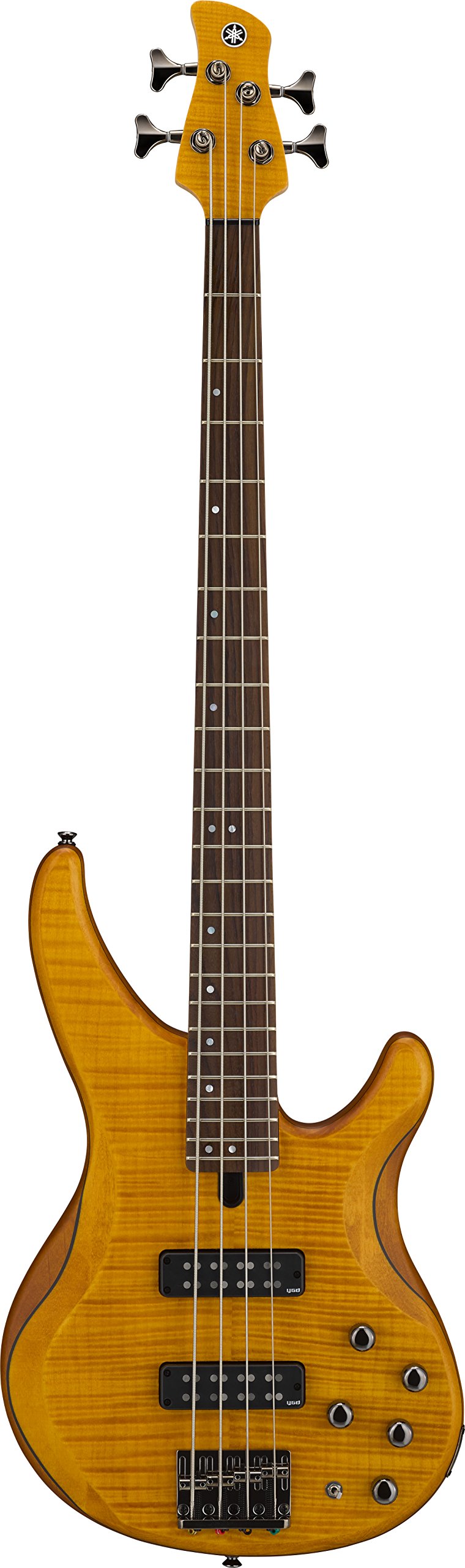 Yamaha TRBX604 4-String Flamed Maple Bass Guitar, Matte Amber