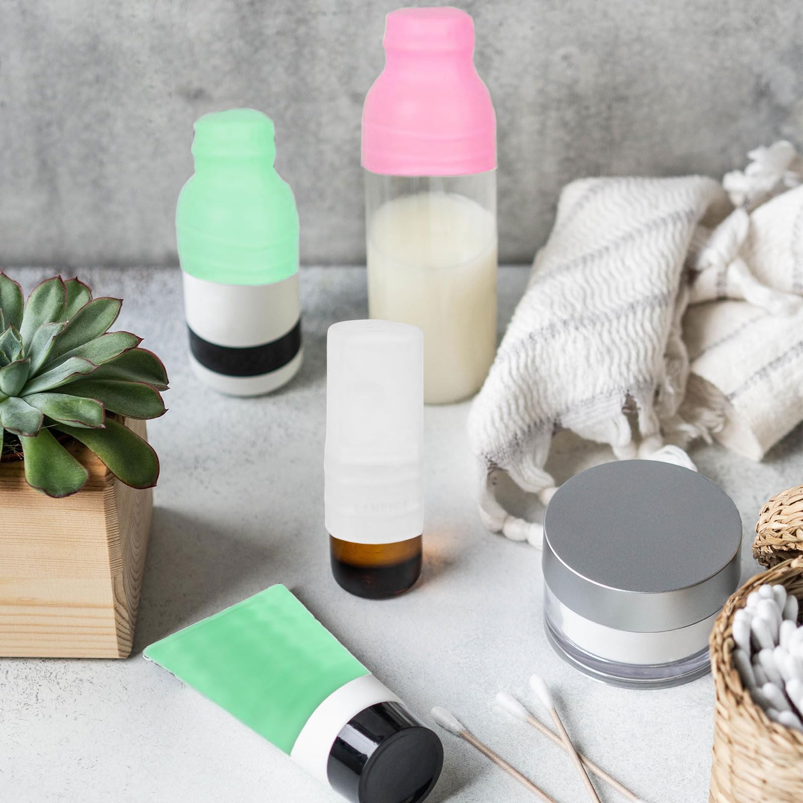 16 Stück Silikon-Flaschenhüllen – Elastisch, Wiederverwendbar, Auslaufsicher, Für Reise, Shampoo, Duschgel, Zahnpasta