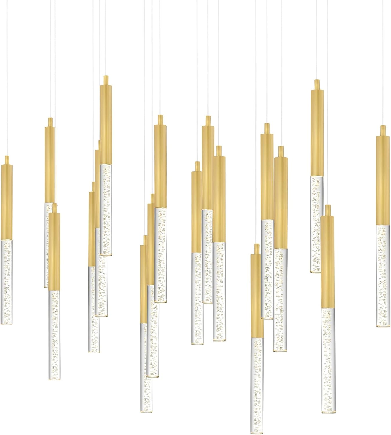 CWI Lighting Dragonswatch 48'' Satin Gold Chandelier for Foyer, Living Room, or Staircase – Integrated LED Modern Ceiling Light, BACL Certified, 3-Year Warranty