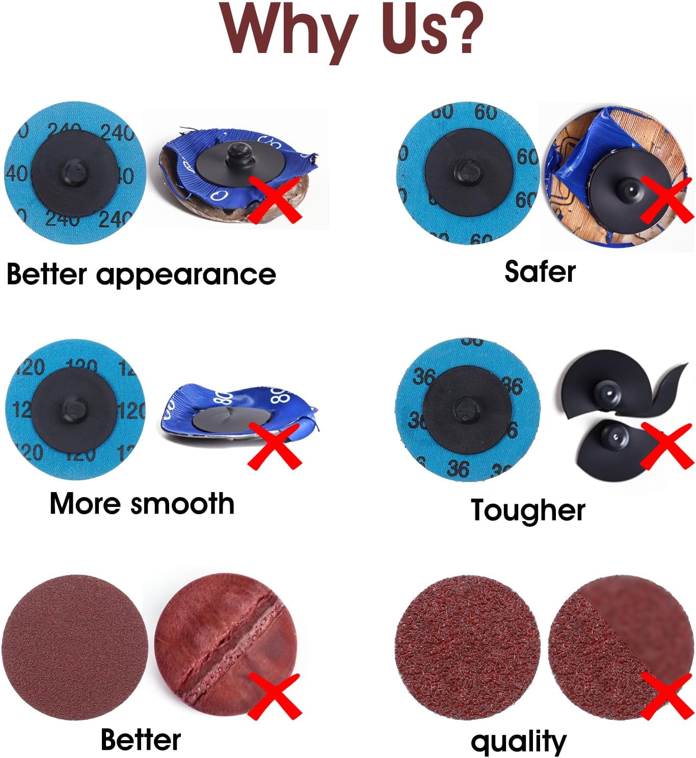 120Pcs 2-Inch Sanding Discs Set, Die Grinder Sanding Discs with 1/4" Lock Holder, Abrasive Disc for Die Grinder, Sandings Disc for Metal & Wood Polishing (36, 60, 80, 120, 240 Grits)