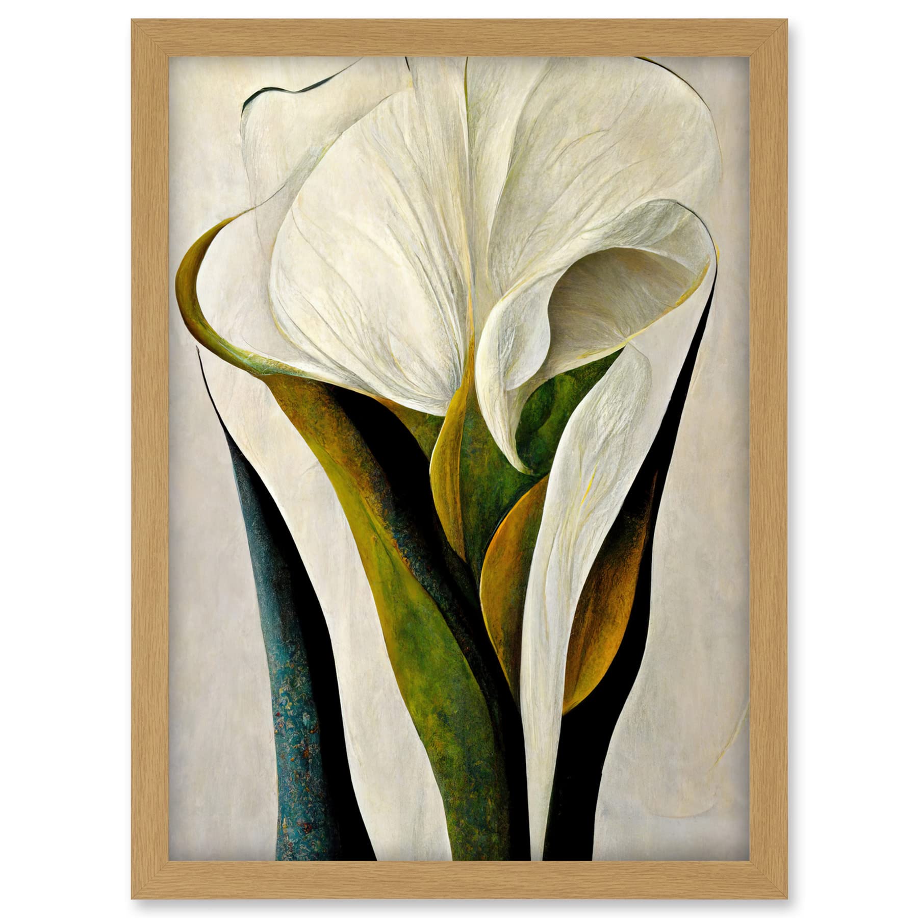 Doppelganger33 LTD White Calla Lily Flower Bouquet Detail Stylish Artwork Framed A3 Wall Art Print