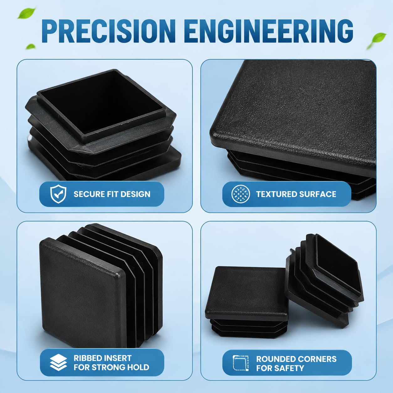 Confezione da 20 tappi quadrati in plastica da 3,8 cm