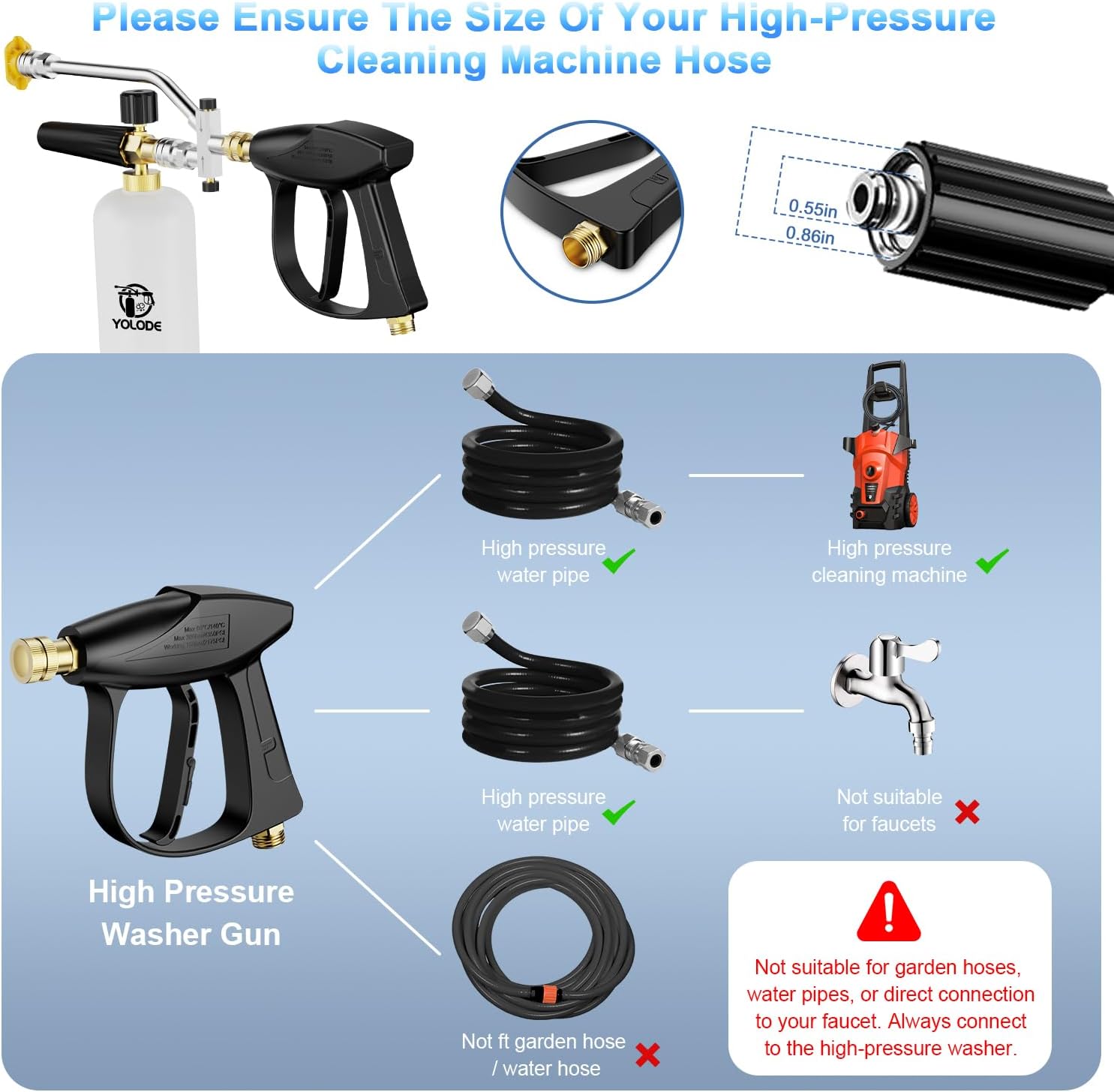 Foam Cannon for Pressure Washer with Foam Cannon Dual Connector, 5 Power Washer Sprayer Nozzles, Innovative 2-in-1