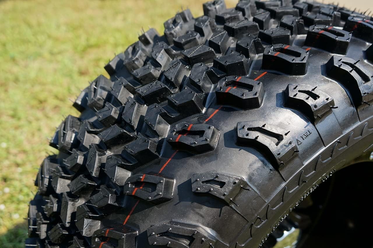 12" MAVERICK GLOSS BLACK ALUMINUM WHEELS AND 23" ALL TERRAIN TIRES COMBO - SET OF 4 (Metric Lugs)