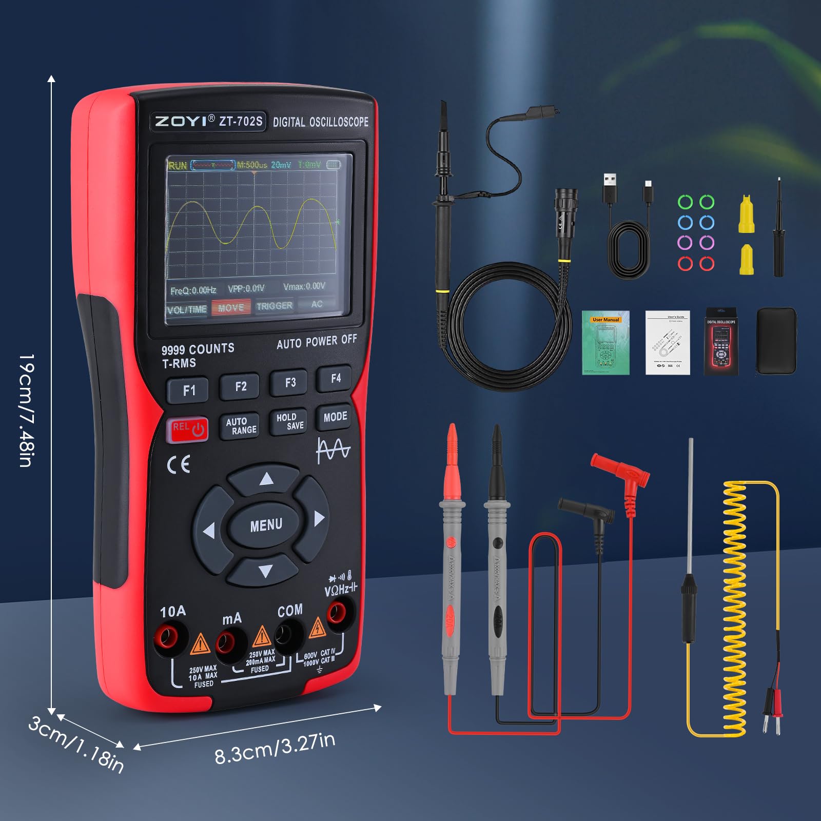 Oscilloscope Multimètre Numérique 2 En 1, Bande Passante de 10 MHz, Taux D'échantillonnage de 48 Msa/s, Kit de Testeur Oscilloscope