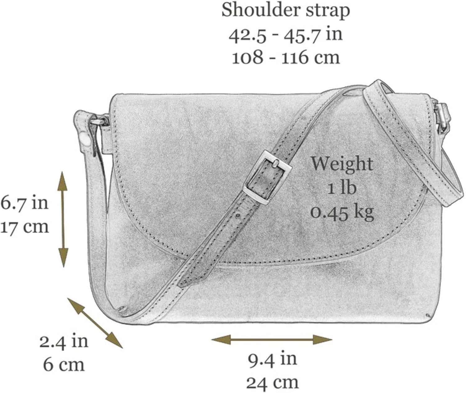 Time Resistance Leather Cross Body Bag for Women - Handbag - Shoulder Bag - Messenger - Purse | Leather - Image 7