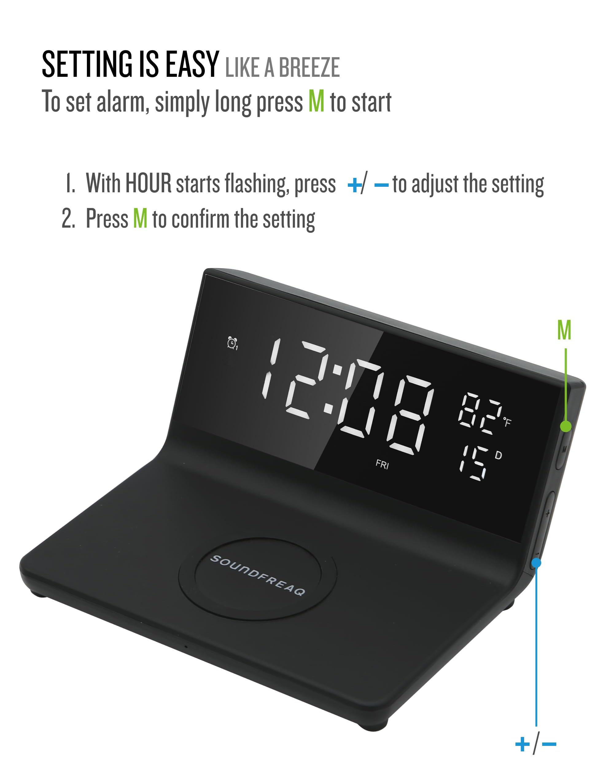 Soundfreaq Sveglia con caricatore wireless