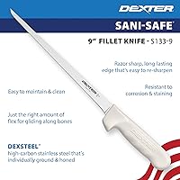 Vista 3 de Dexter-Russell Sani-Safe S133-9-PCP - Cuchillo de filete estrecho de 9 pulgadas con mango de polipropileno, acero Dexsteel de alto carbono